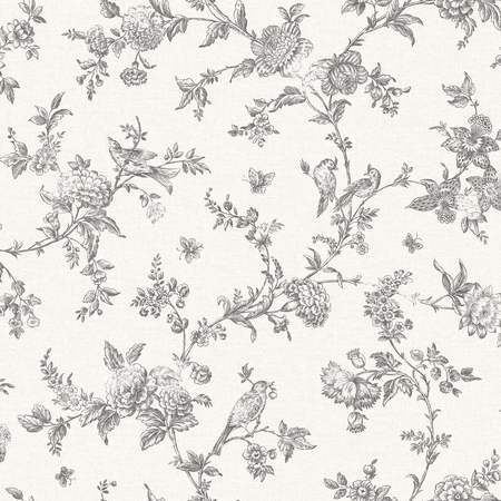 MANHATTAN COMFORT Grenoble Nightingale Charcoal Floral Trail 33 ft L X 205 in W Wallpaper BR4072-70065